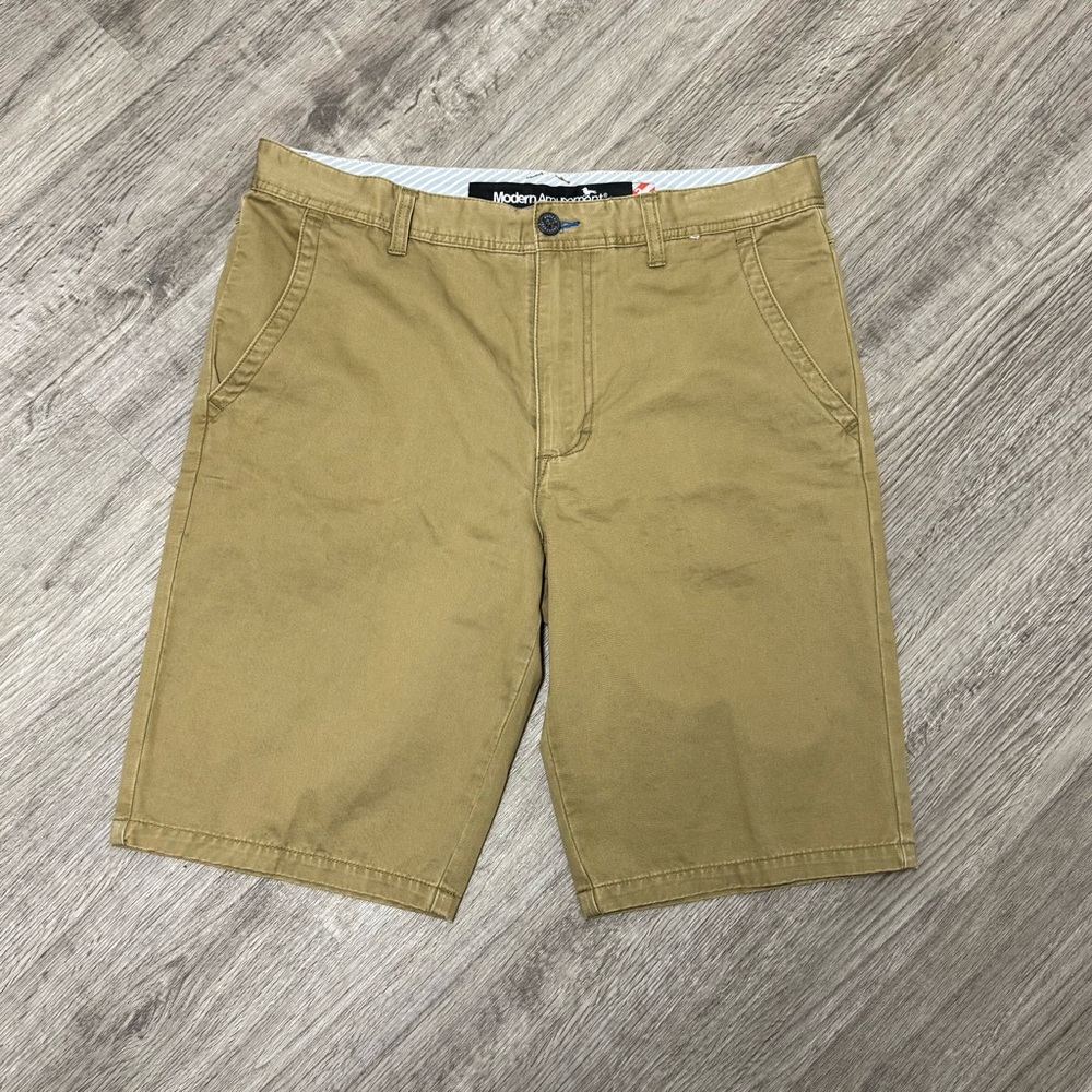 Modern Amusement Mens Khaki Chino Shorts Size 34 Tan Cotton Casual Flat Front